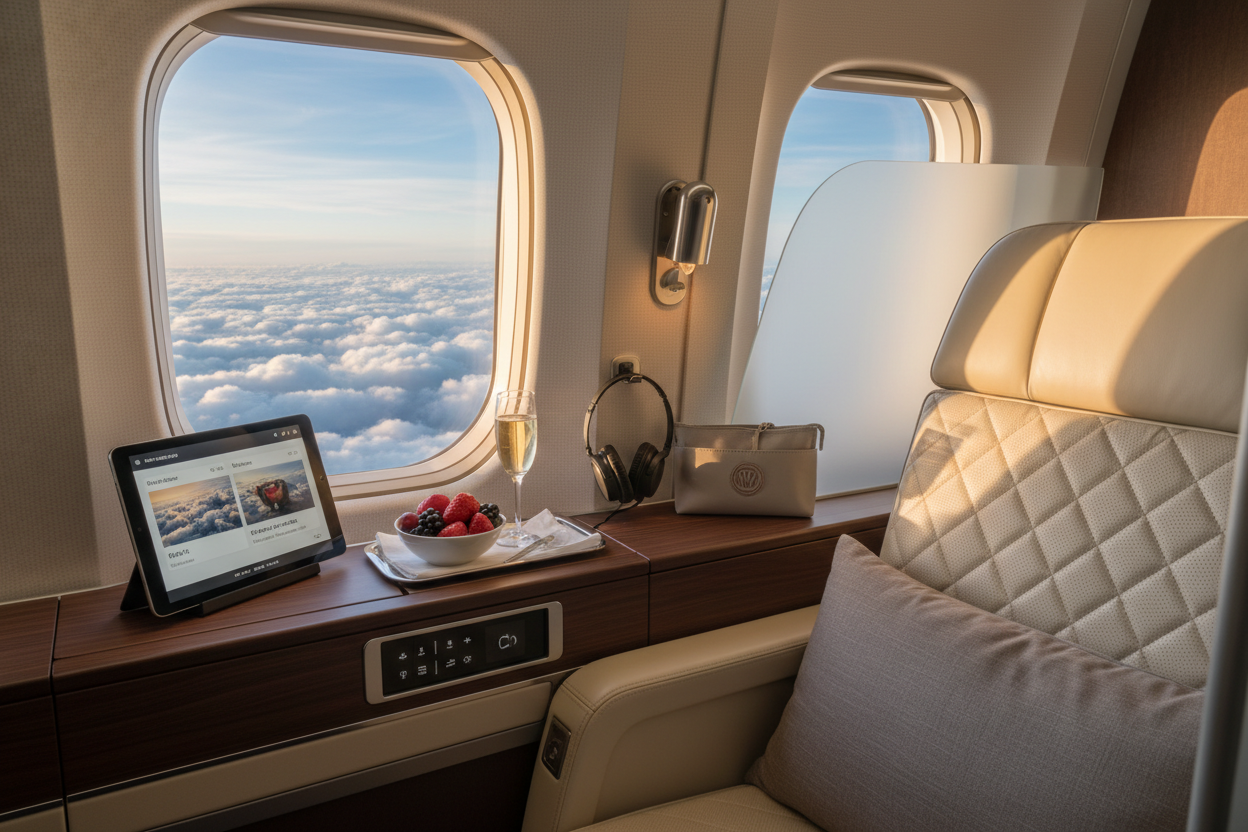 First class window seat